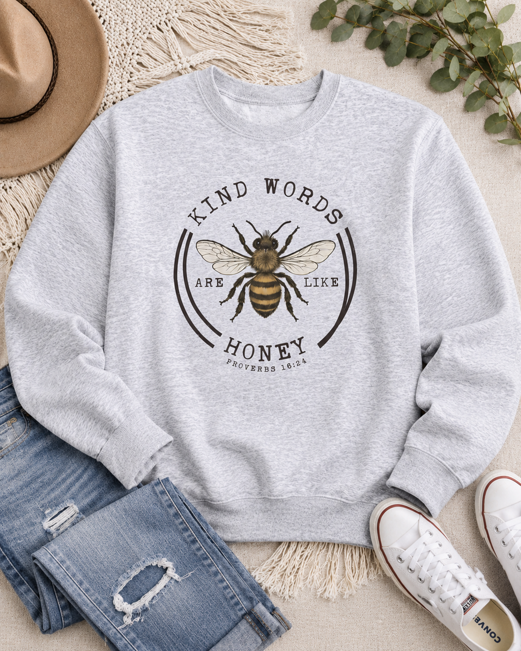 Kind Words Are Like Honey Premium Graphic Crew Sweatshirt