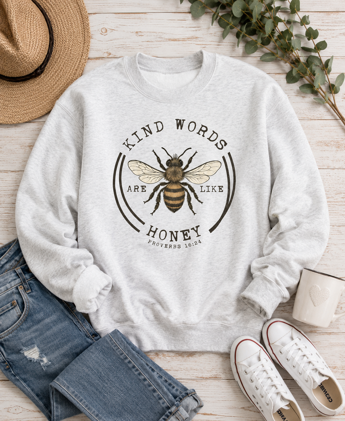 Kind Words Are Like Honey Premium Graphic Crew Sweatshirt