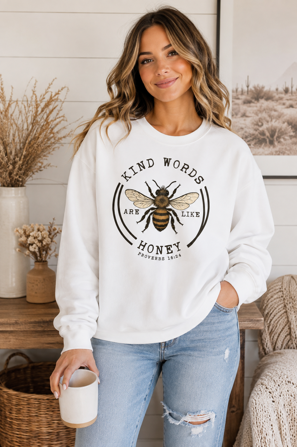 Kind Words Are Like Honey Premium Graphic Crew Sweatshirt
