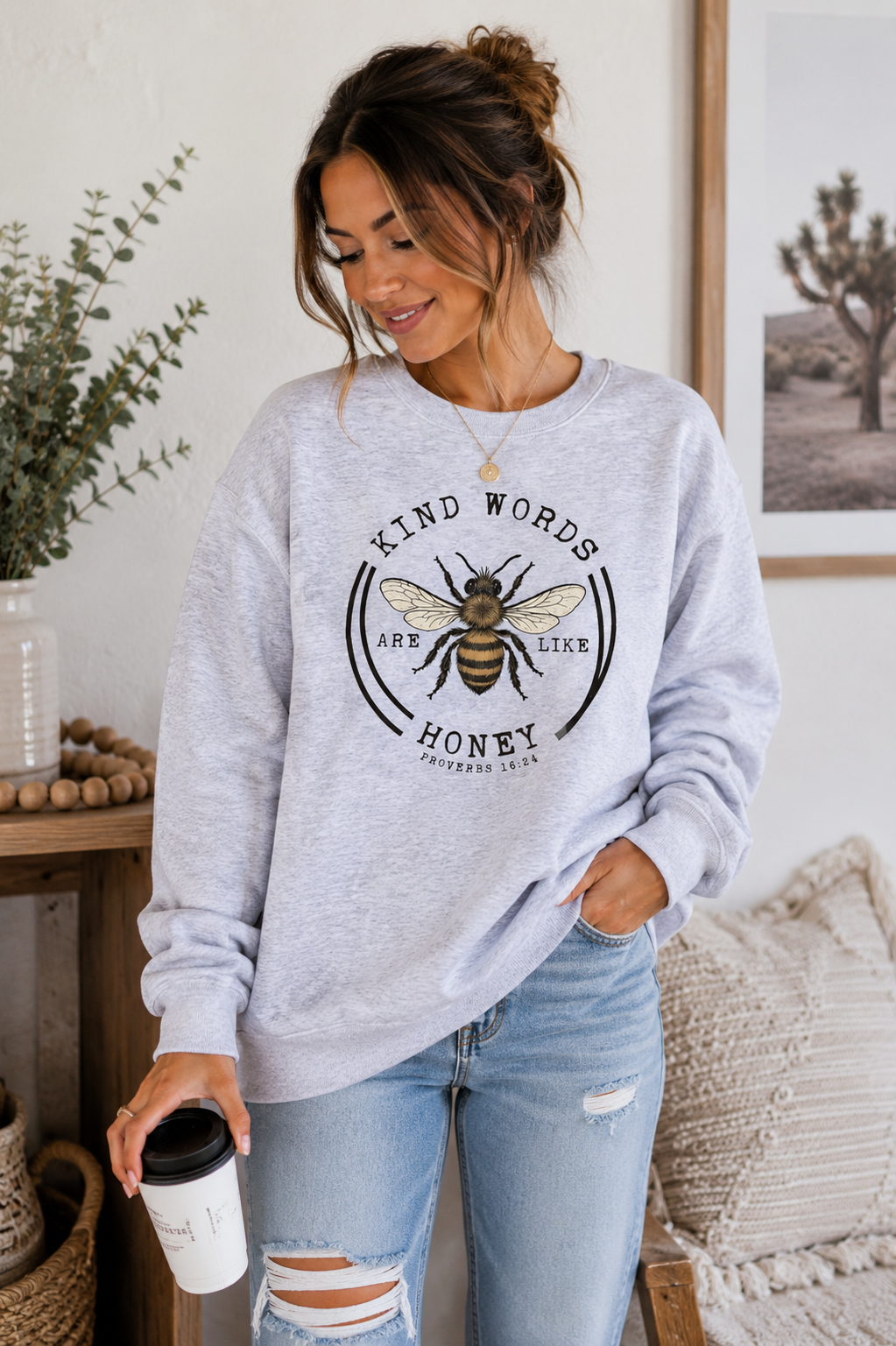 Kind Words Are Like Honey Premium Graphic Crew Sweatshirt