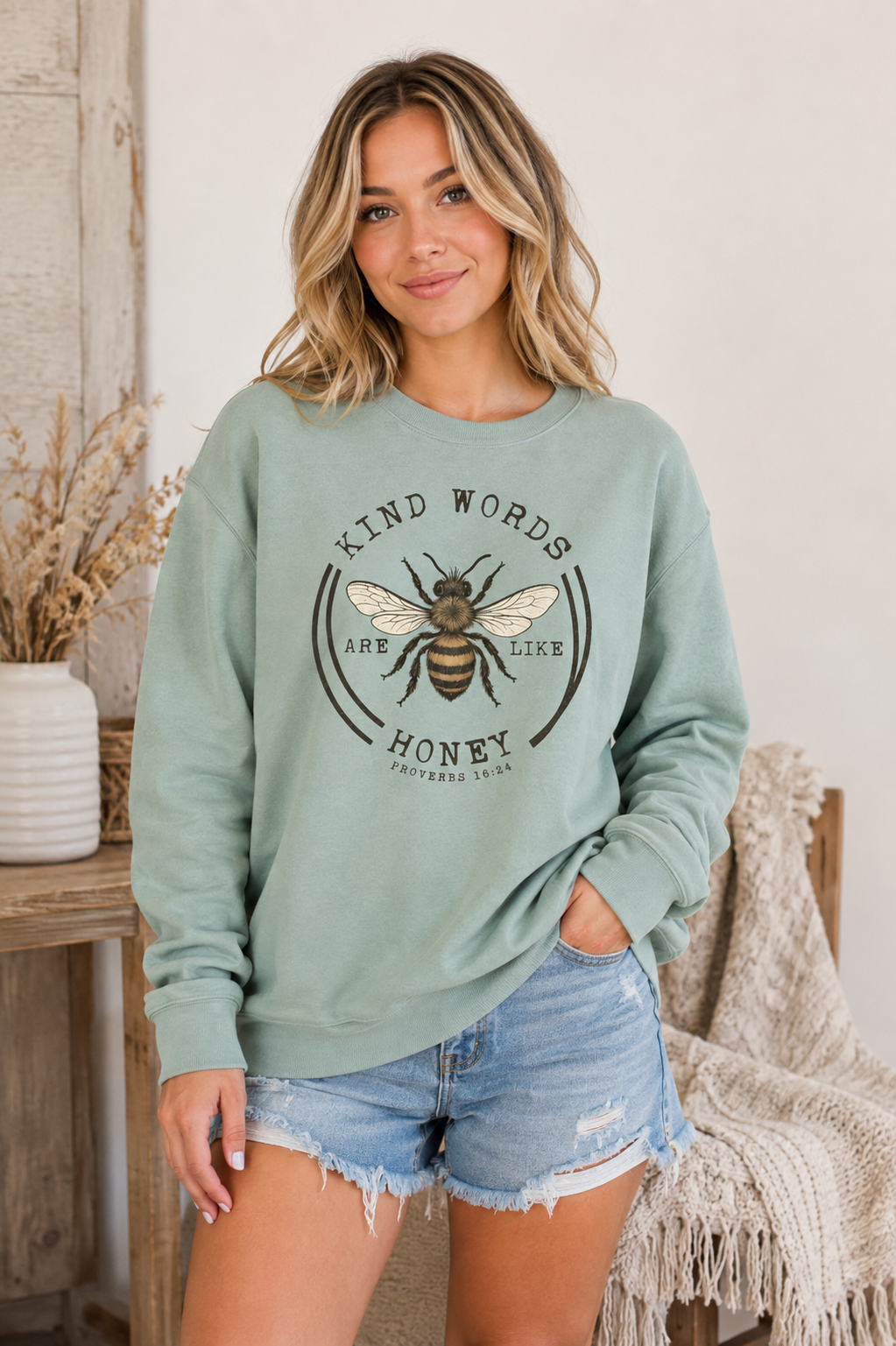 Kind Words Are Like Honey Premium Graphic Crew Sweatshirt