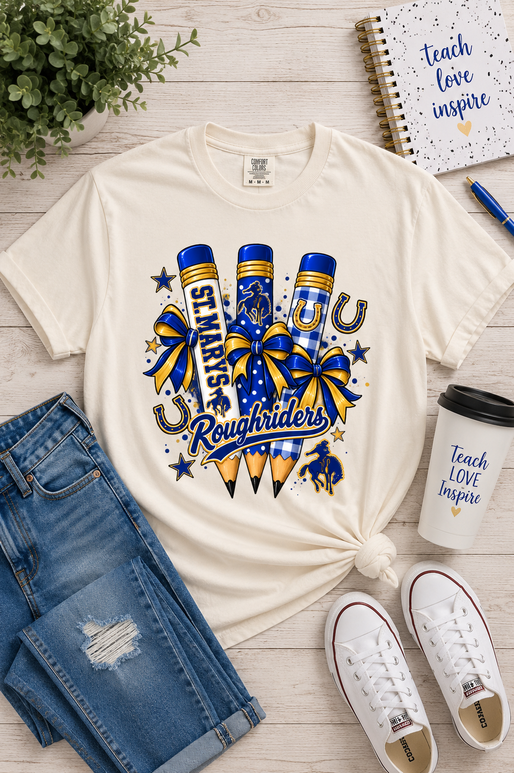 St. Marys Roughriders Pencil Graphic Tee Comfort Color Tee