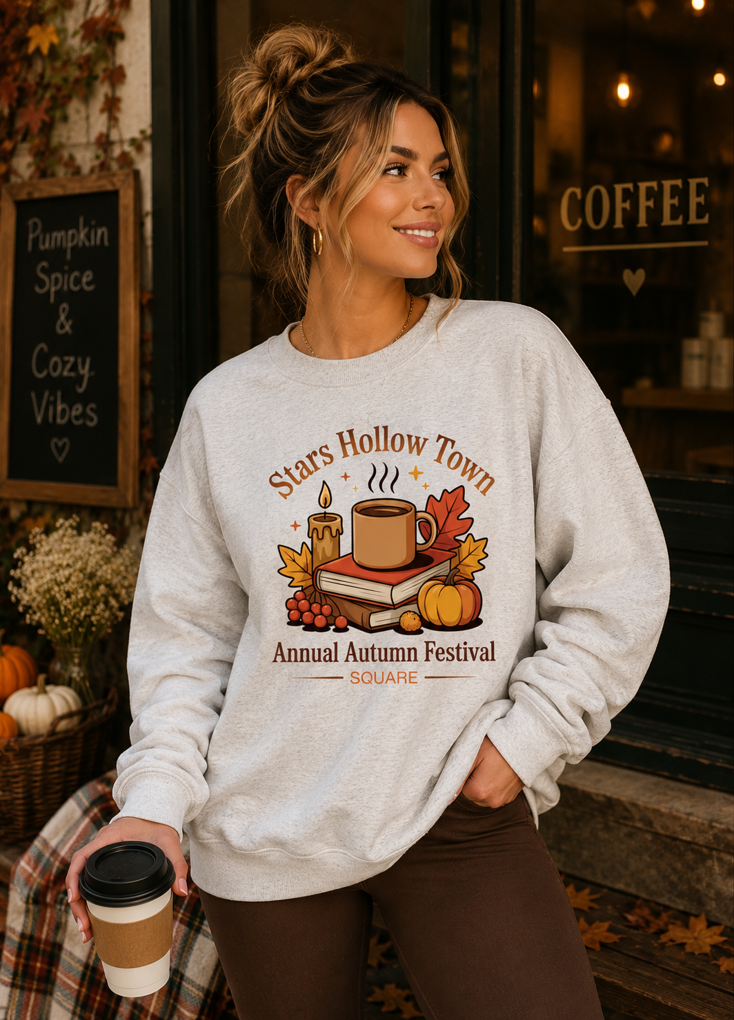 Stars Hollow Autumn Town Follow Crewneck Sweatshirt