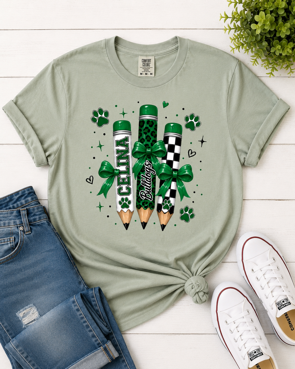 Celina Bulldog Pencil Graphic Tee Comfort Color Tee