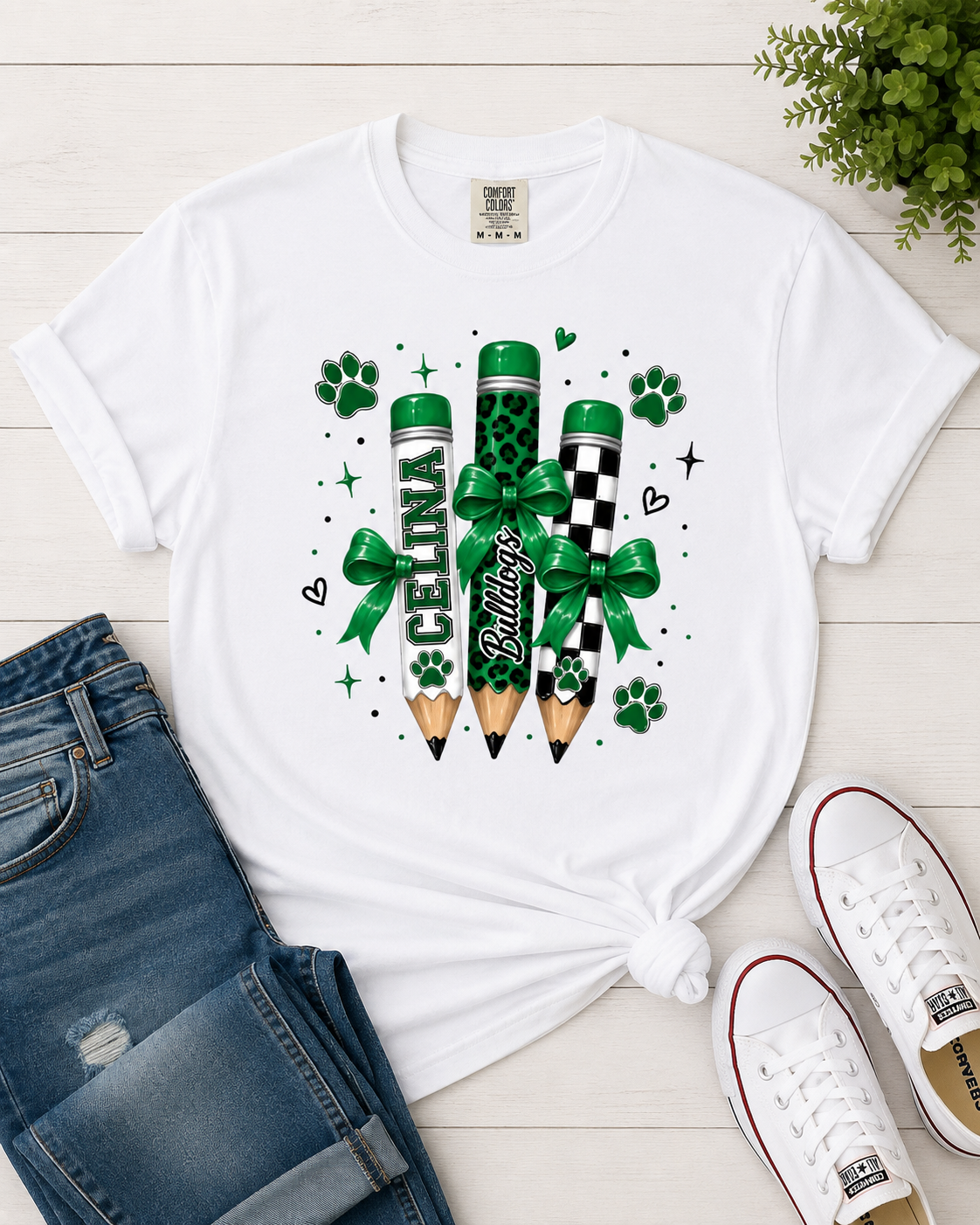 Celina Bulldog Pencil Graphic Tee Comfort Color Tee