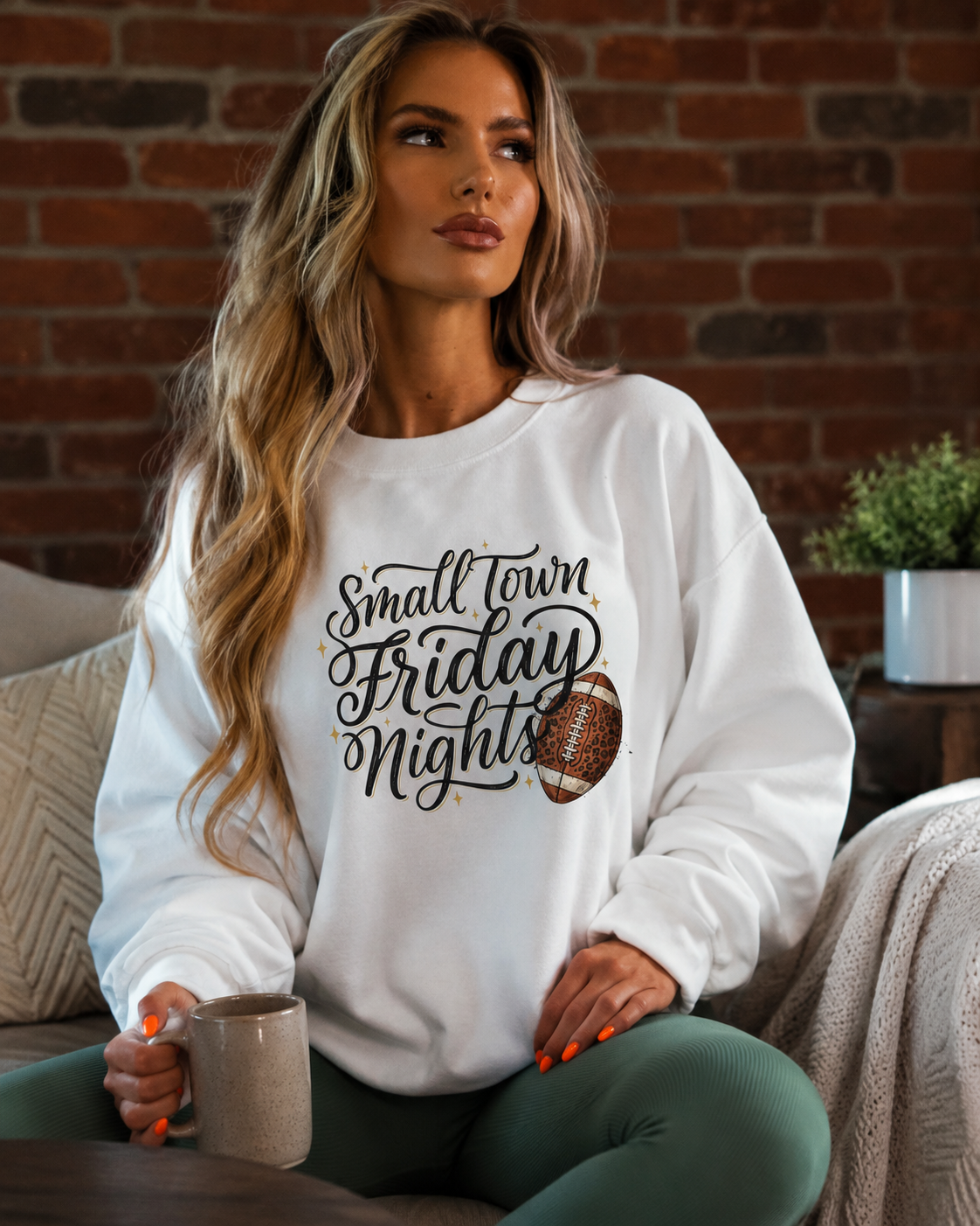 Colorful Hello Fall Graphic Crewneck Sweatshirt