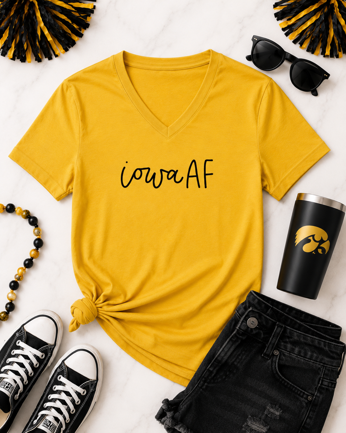 Iowa AF Graphic V-Neck Tee, Top, Tshirt