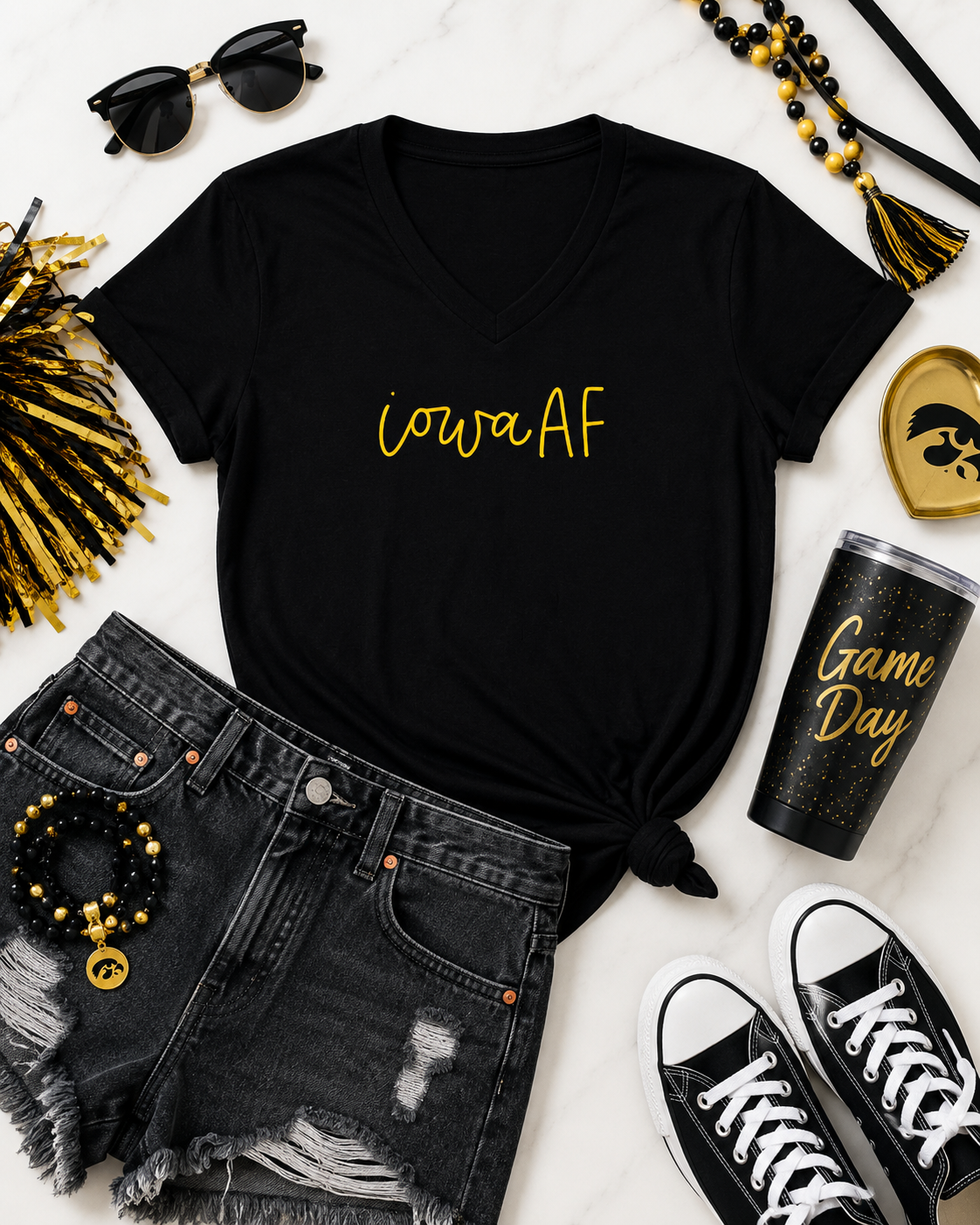 Iowa AF Graphic V-Neck Tee, Top, Tshirt