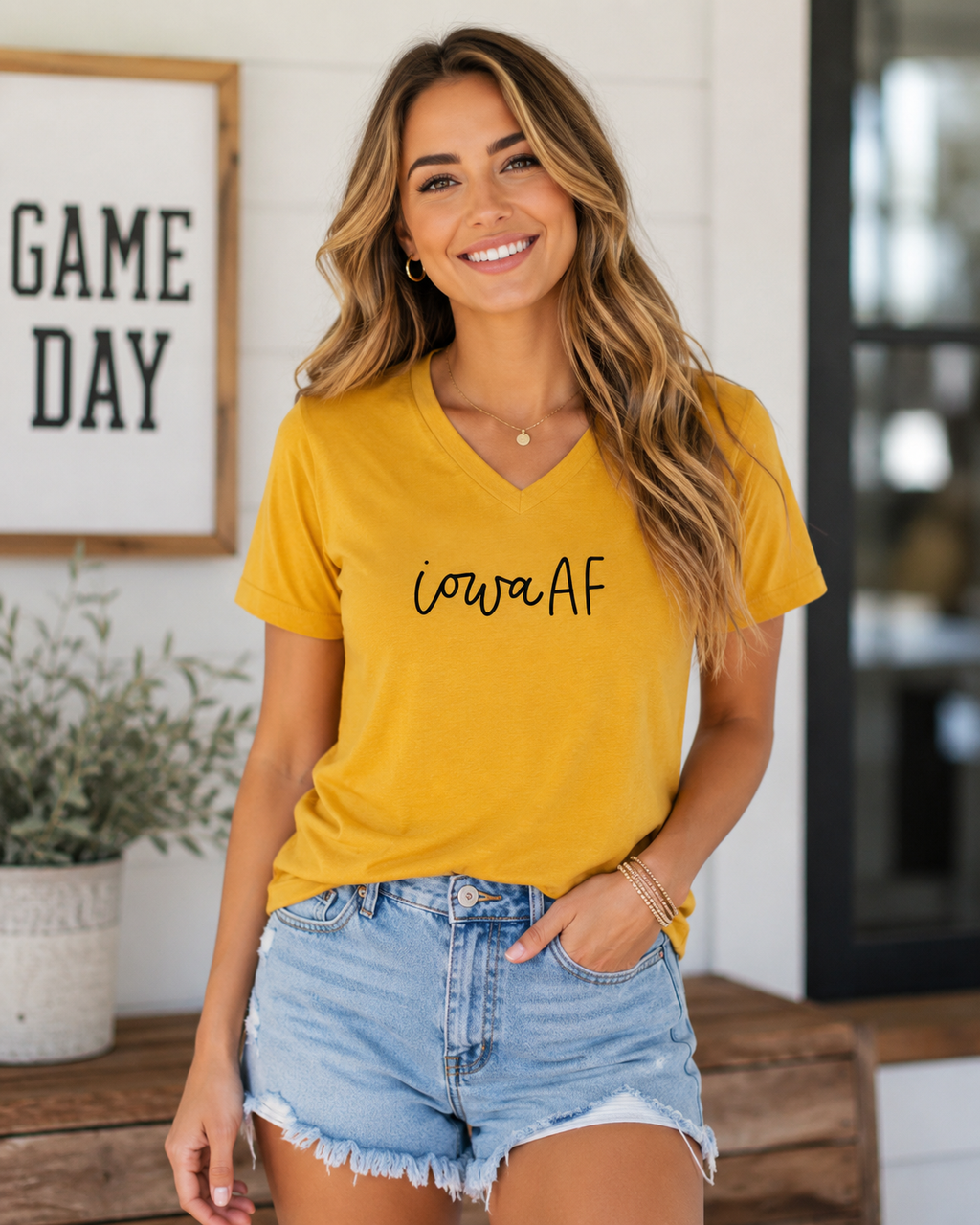 Iowa AF Graphic V-Neck Tee, Top, Tshirt