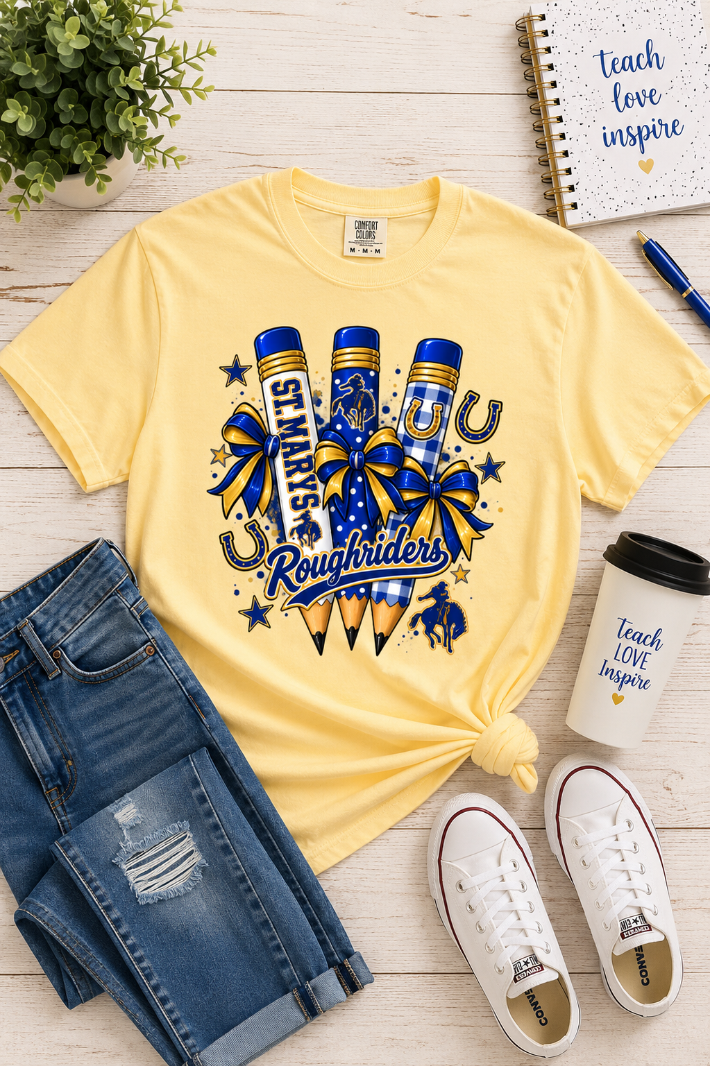 St. Marys Roughriders Pencil Graphic Tee Comfort Color Tee