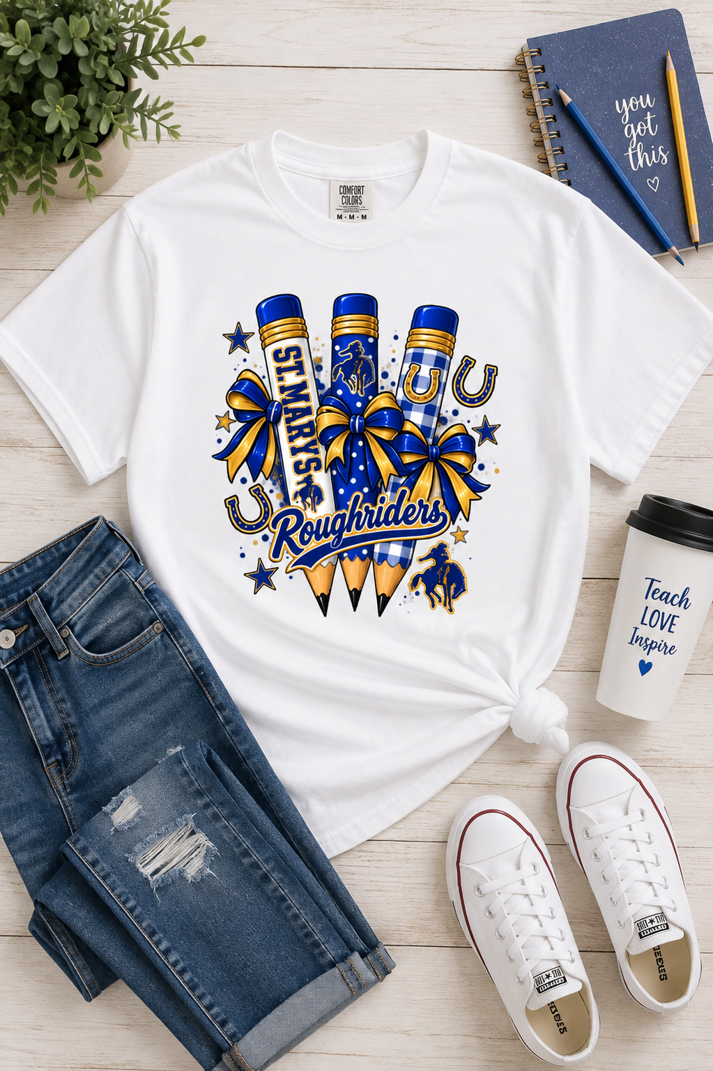 St. Marys Roughriders Pencil Graphic Tee Comfort Color Tee (Copy)