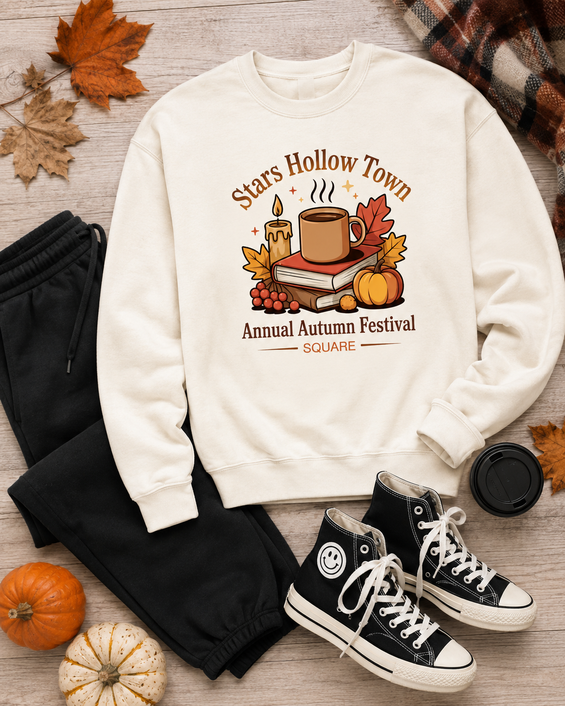 Stars Hollow Autumn Town Follow Crewneck Sweatshirt