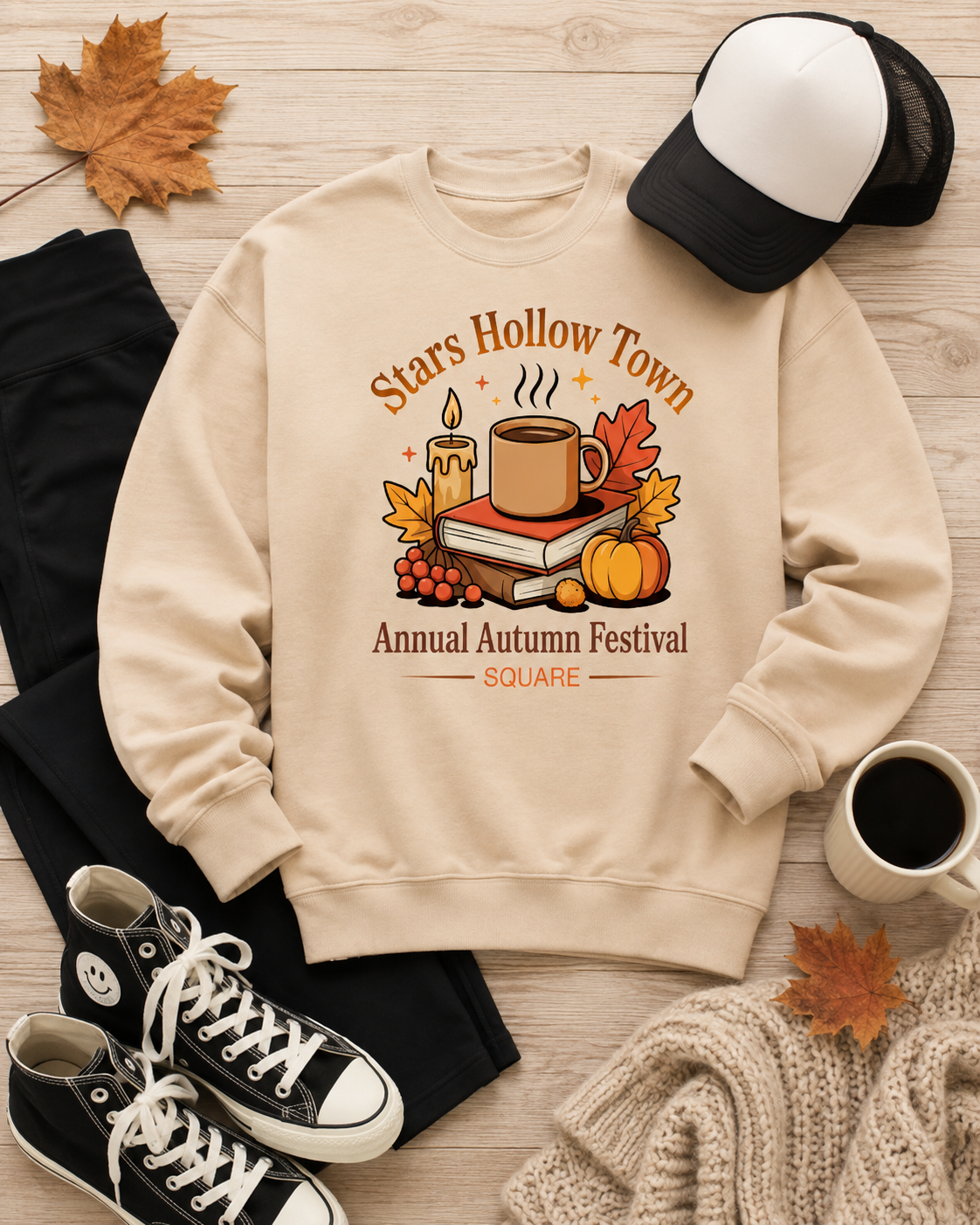 Stars Hollow Autumn Town Follow Crewneck Sweatshirt