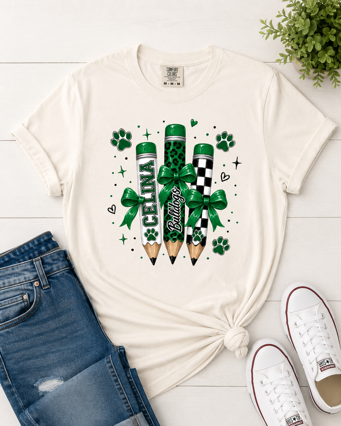 Celina Bulldog Pencil Graphic Tee Comfort Color Tee