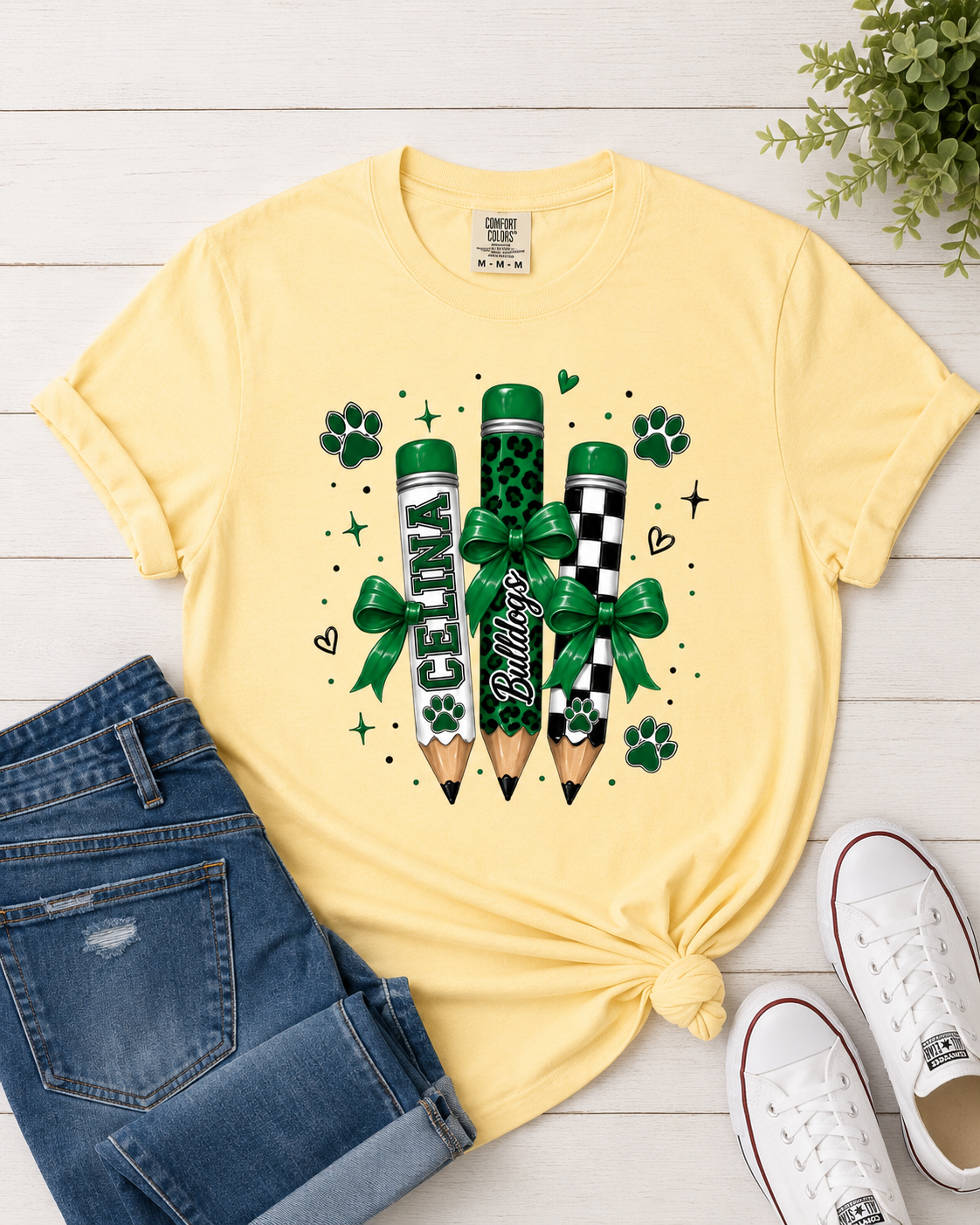 Celina Bulldog Pencil Graphic Tee Comfort Color Tee