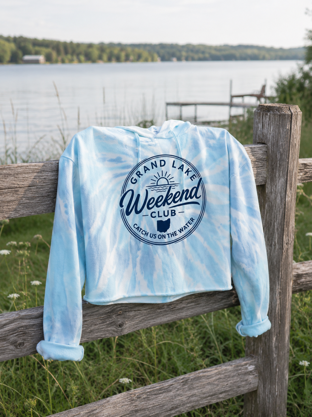 Grand Lake Weekend Club Cropped Tie Dye Hoodie