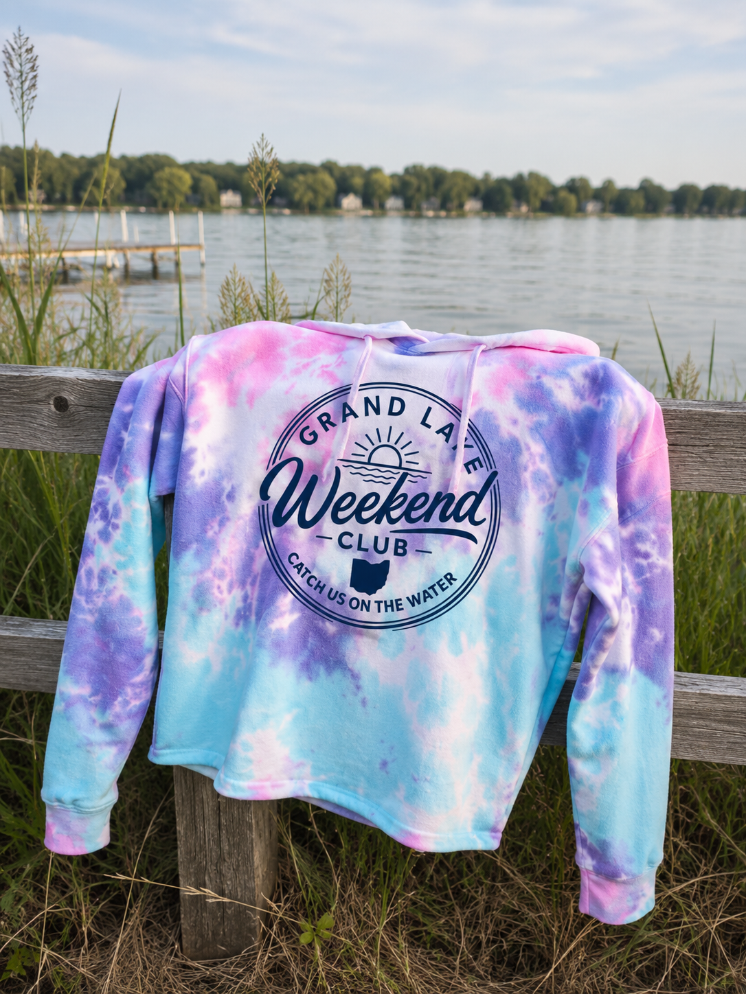 Grand Lake Weekend Club Cropped Tie Dye Hoodie