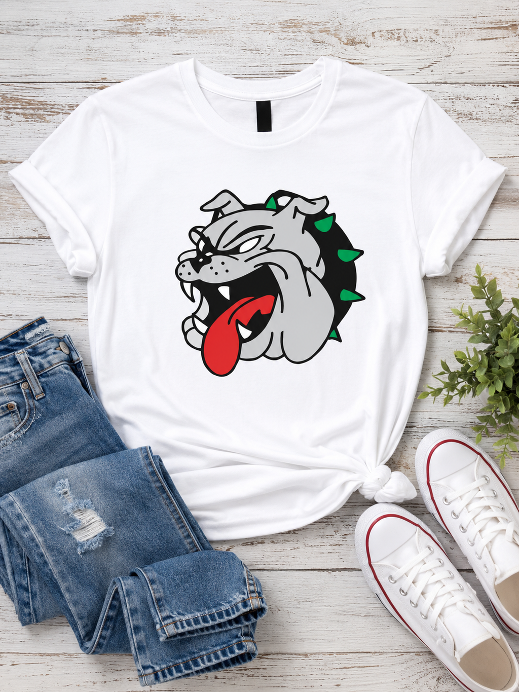 Bulldog Face Crewneck Tee Shirt