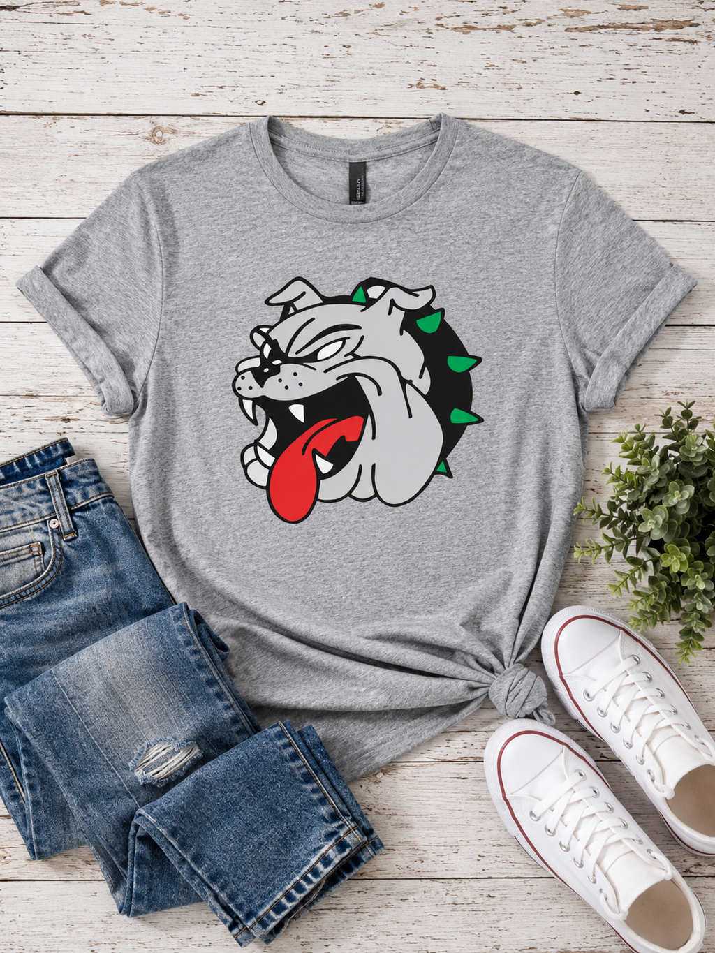 Bulldog Face Crewneck Tee Shirt