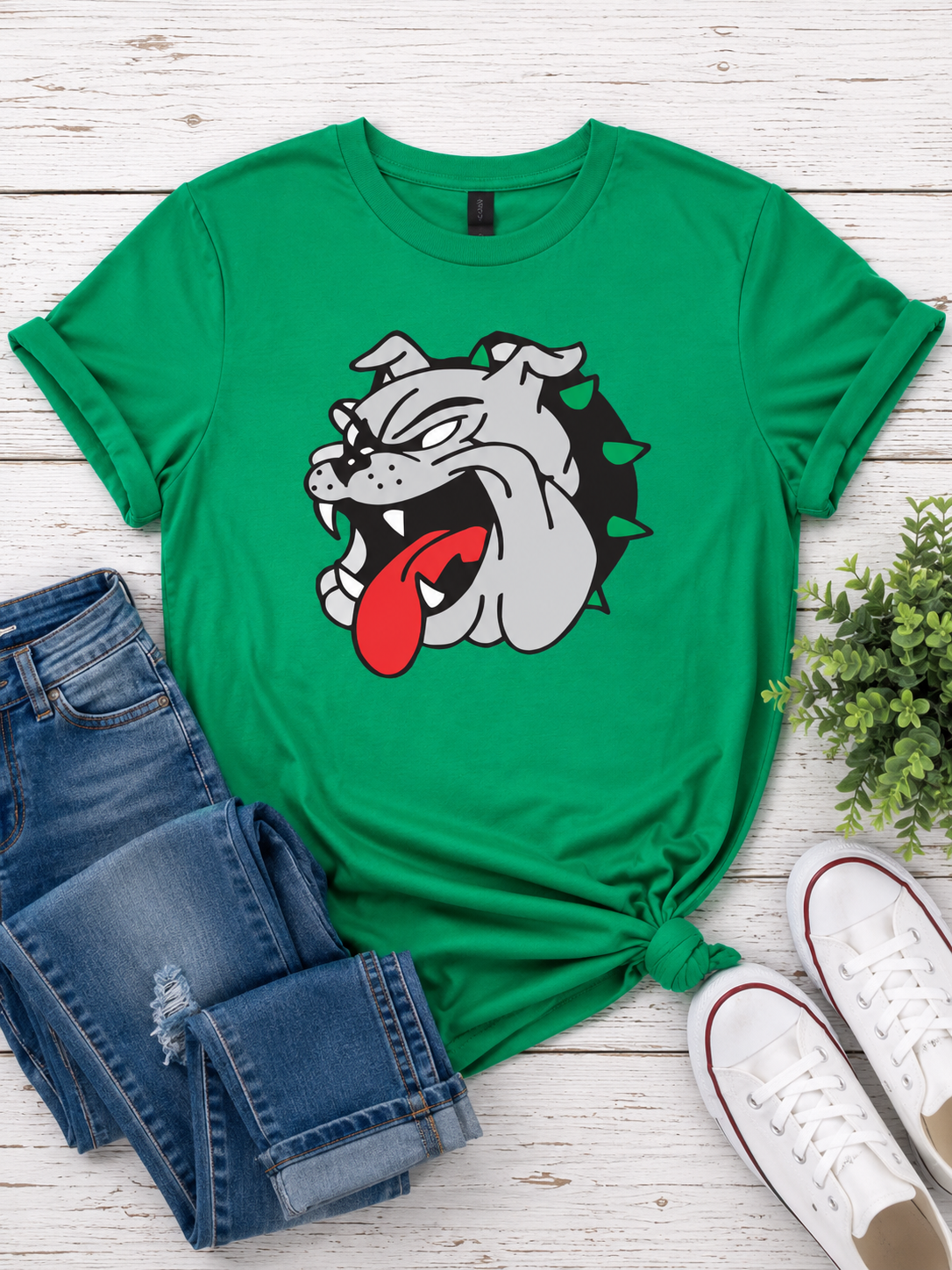 Bulldog Face Crewneck Tee Shirt