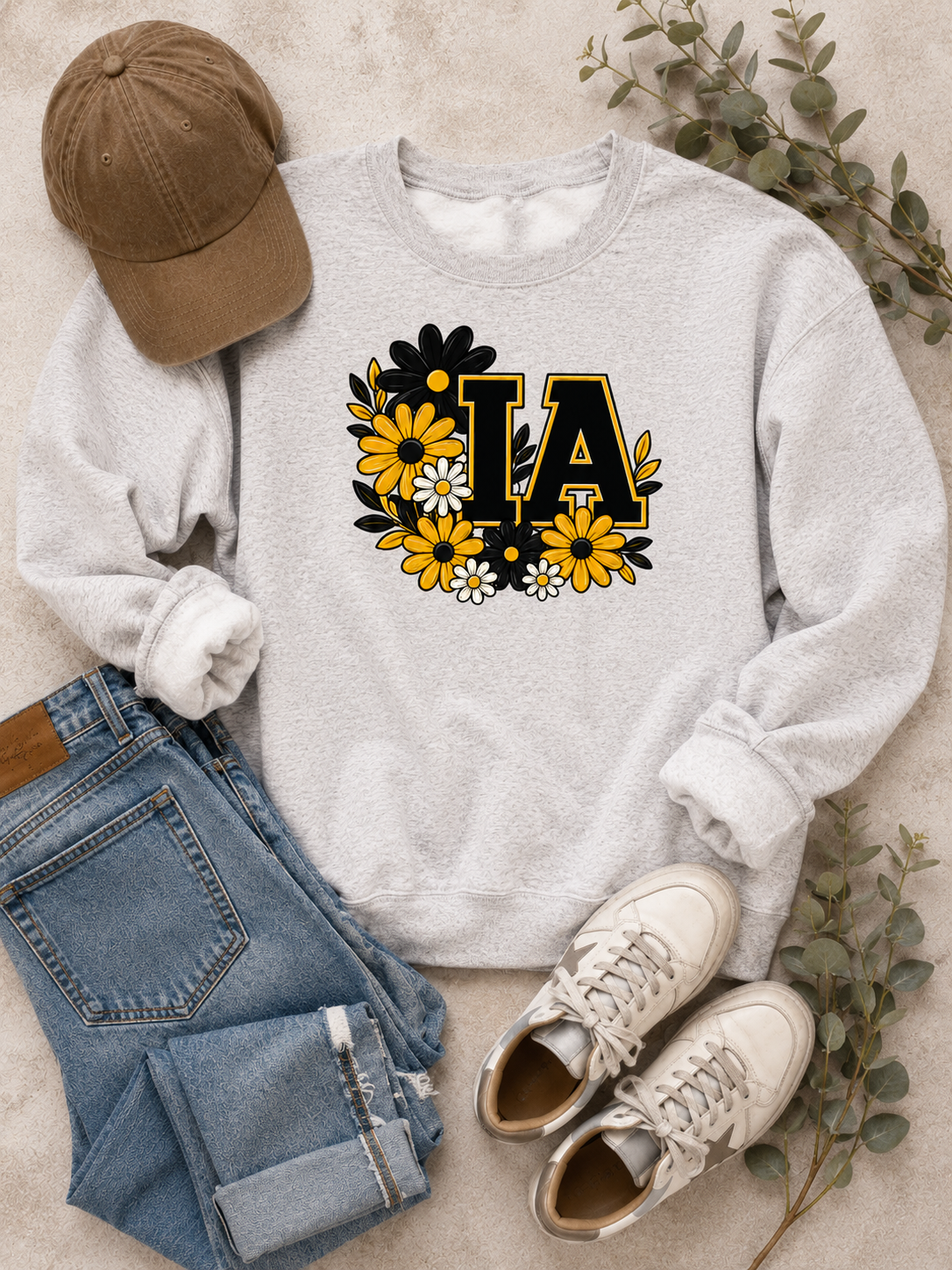IA Floral Iowa Graphic Crewneck Sweatshirt
