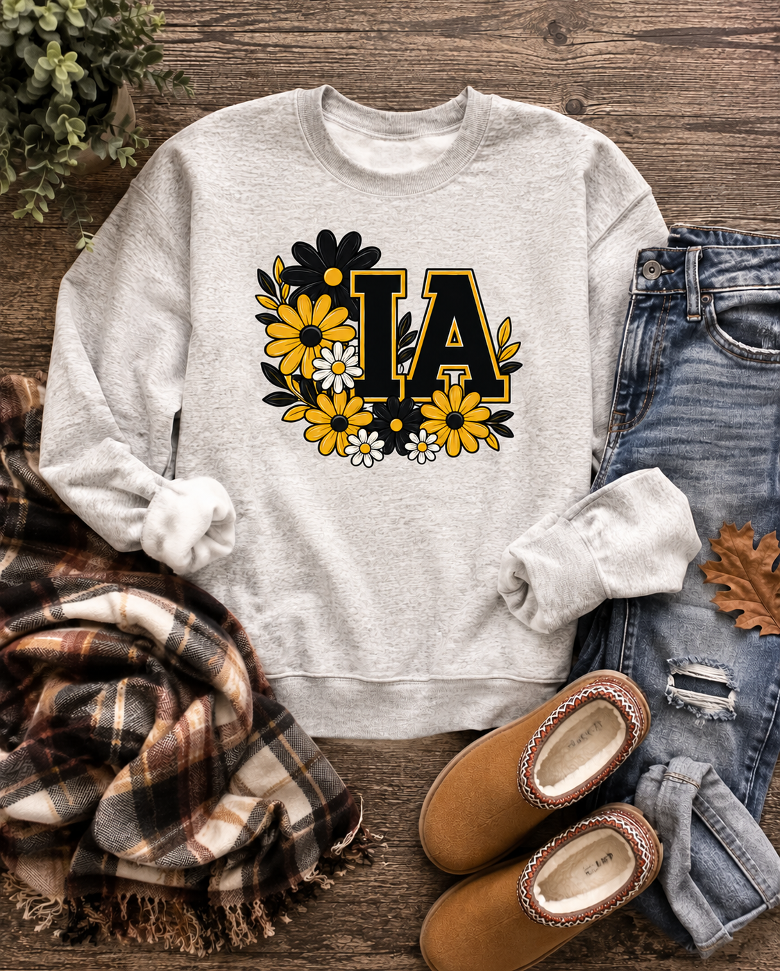 IA Floral Iowa Graphic Crewneck Sweatshirt