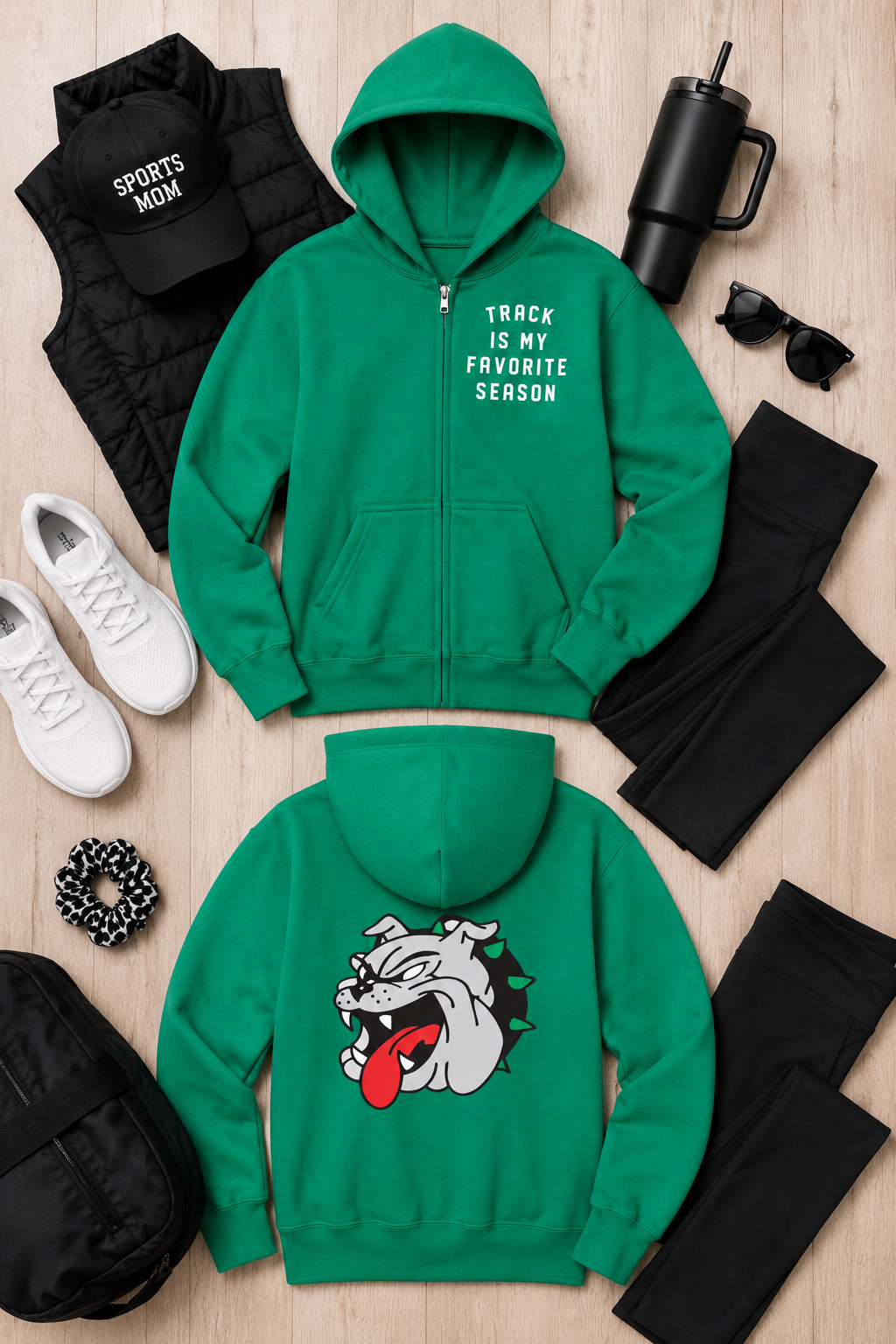 Favorite Season Bulldog Zip Up Hoodie