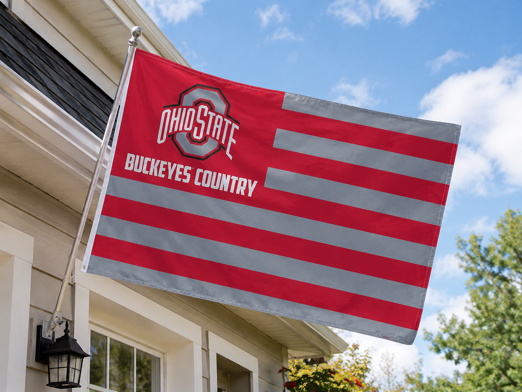 Ohio State University Buckeyes Premium 3x5 Feet Flag Banner, Country Design, Metal Grommets, Outdoor Use, Single Sided