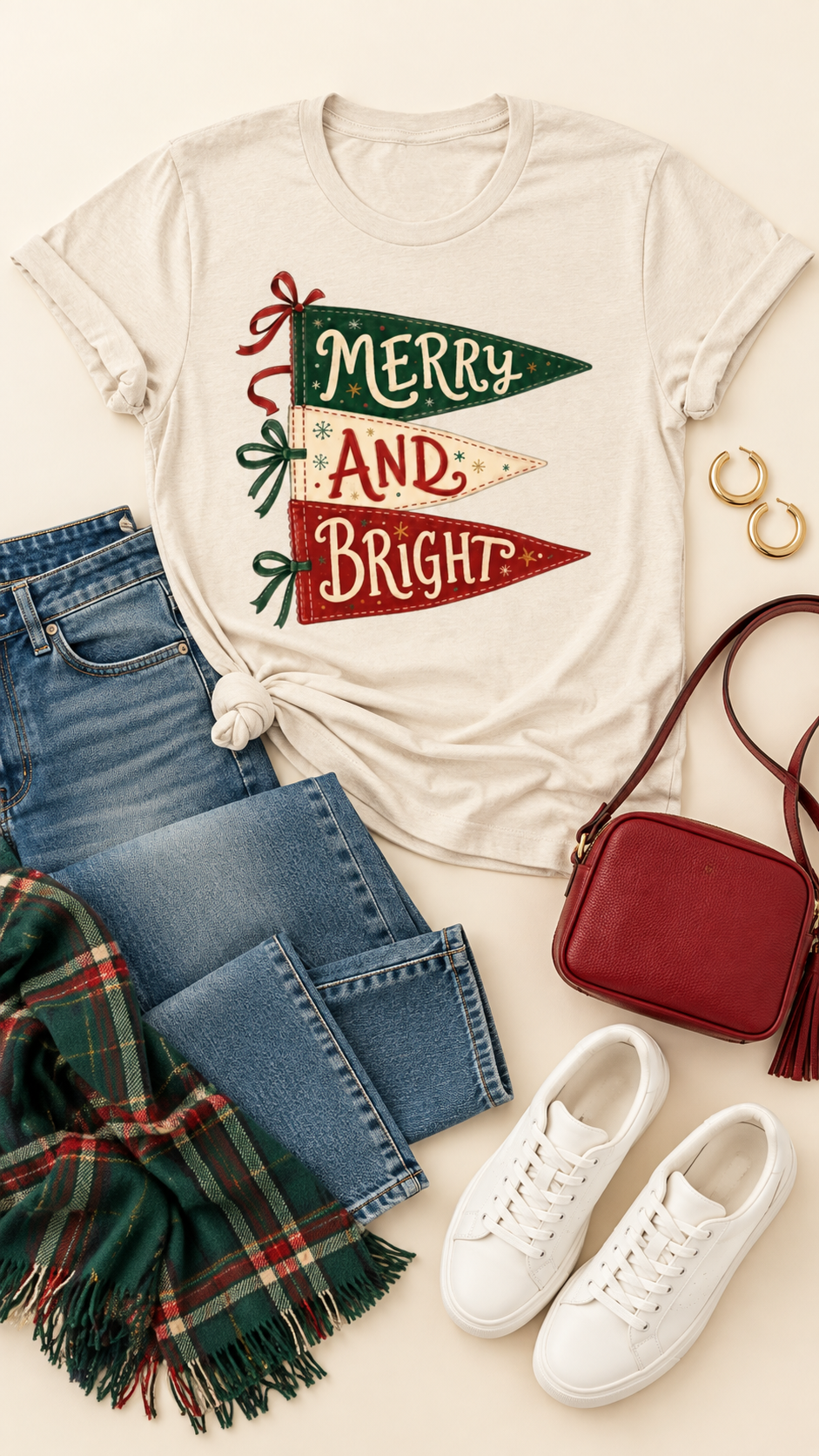 Merry & Bright Pennant  Print DTF