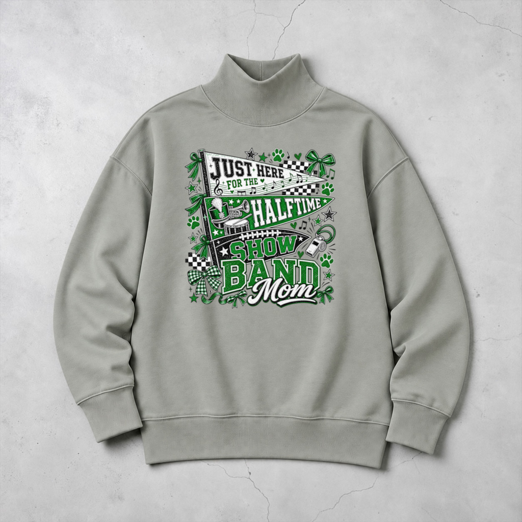 Bulldogs Band Mom Print Mock Neck Sweatshirt