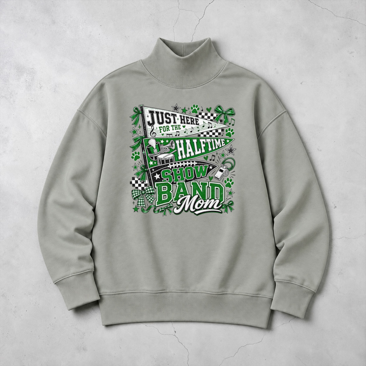 Bulldogs Band Mom Print Mock Neck Sweatshirt