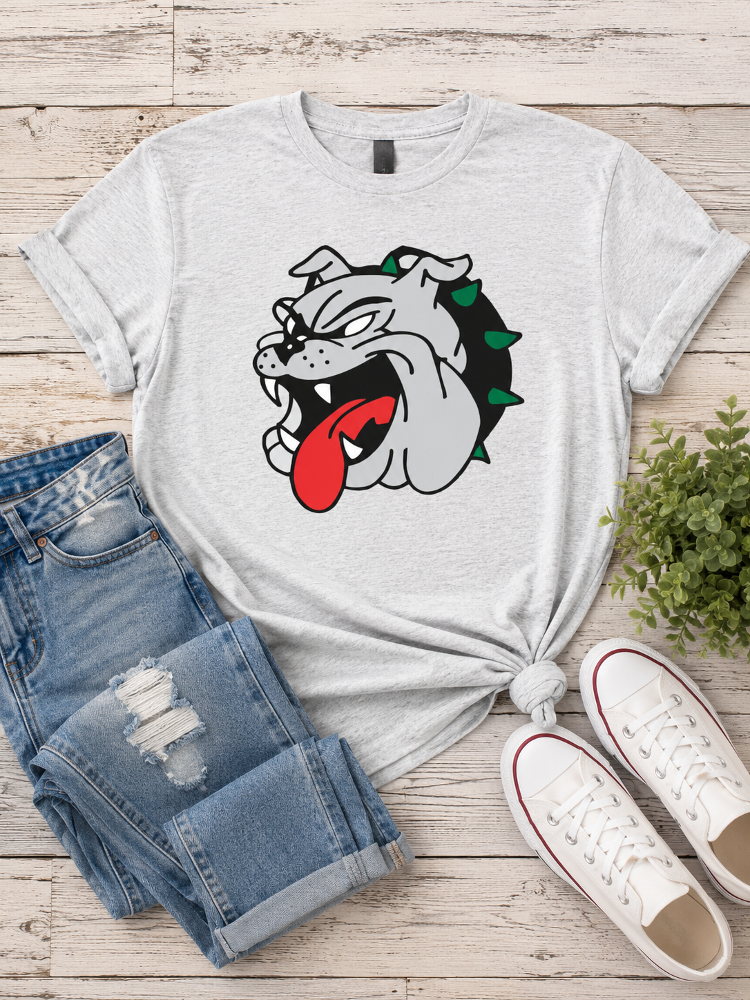 Bulldog Face Crewneck Tee Shirt