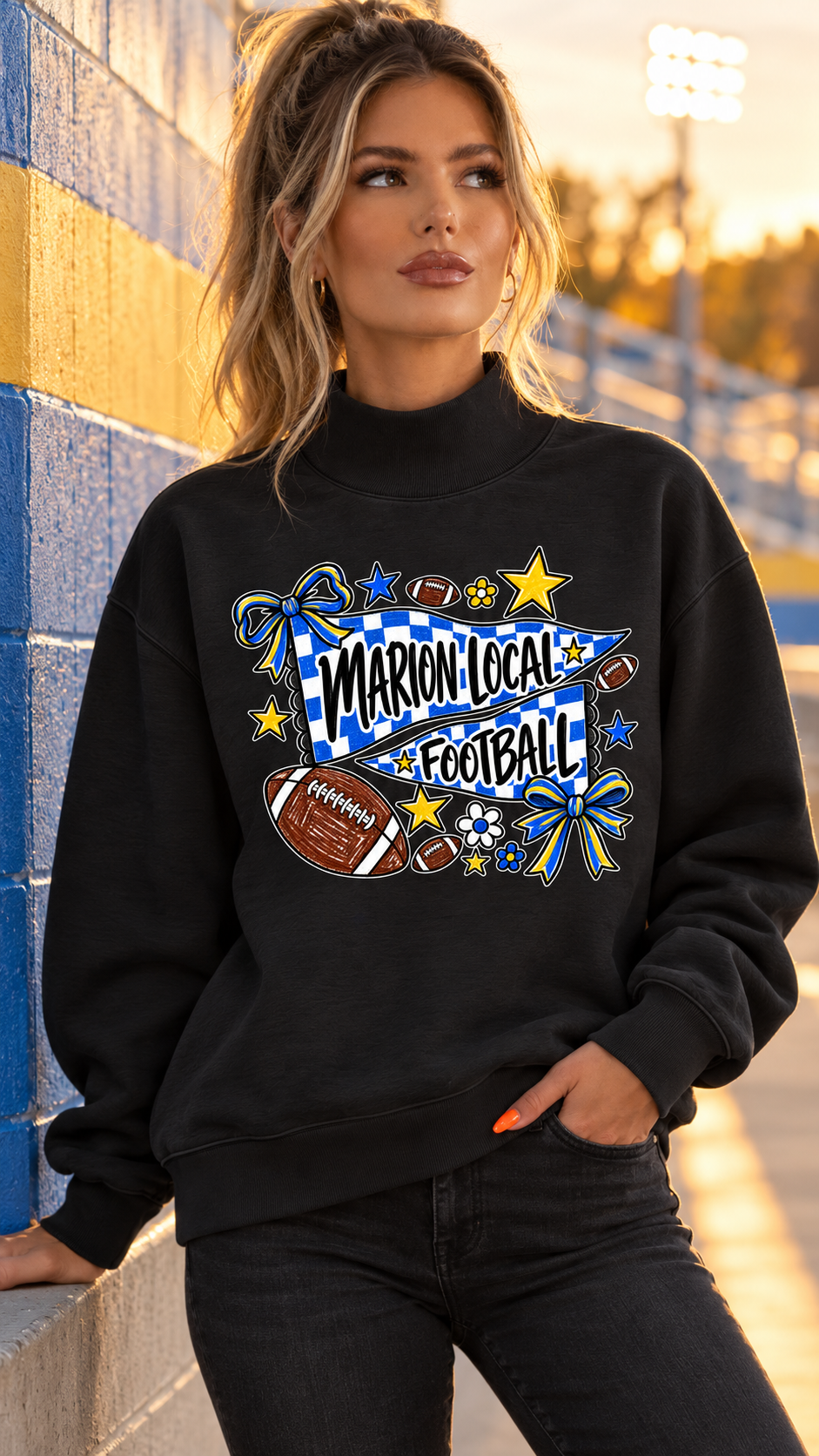 Marion Local Graphic Print Mock Neck Sweatshirt