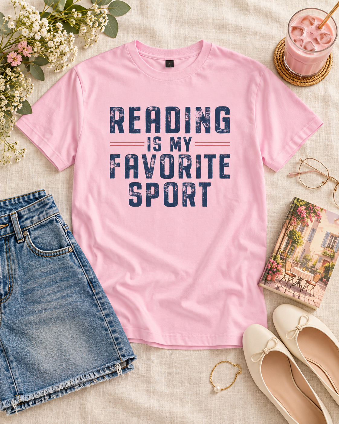 Reading Is My Favorite Sport Graphic Short Sleeve Tee