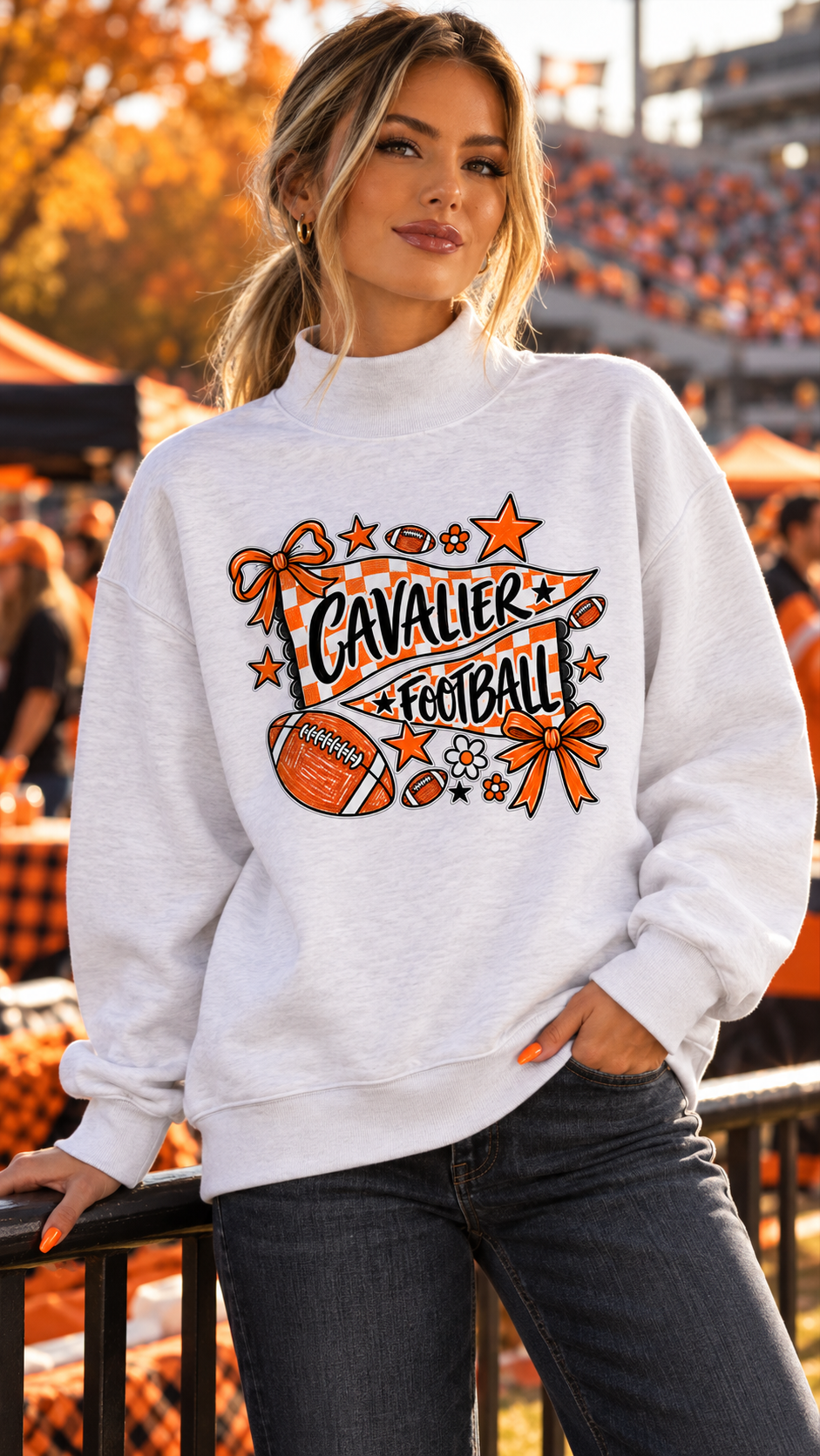 Coldwater Cavaliers Graphic Print Mock Neck Sweatshirt