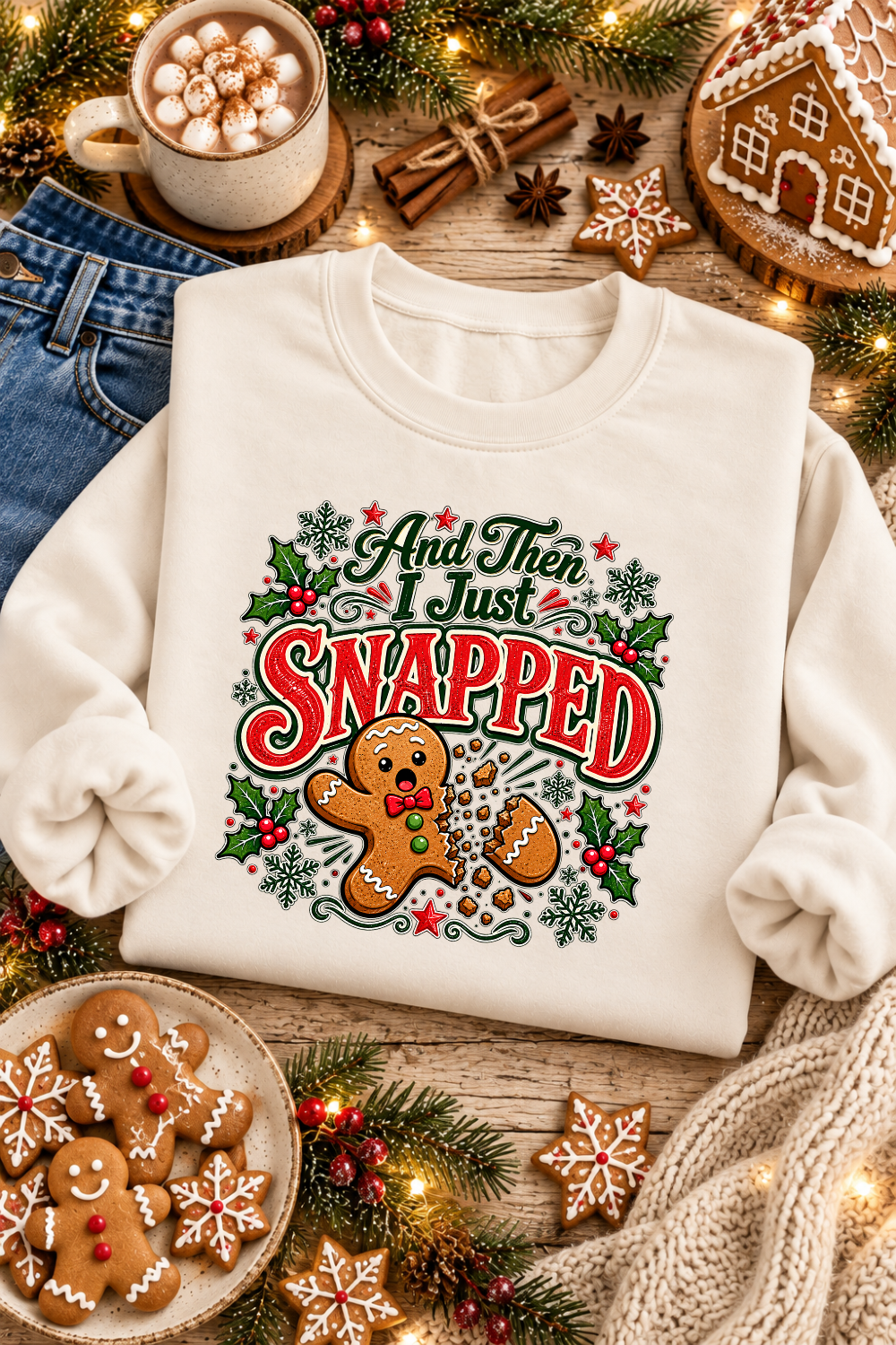 And Then I Just Snapped gingerbread sweatshirt in Cream