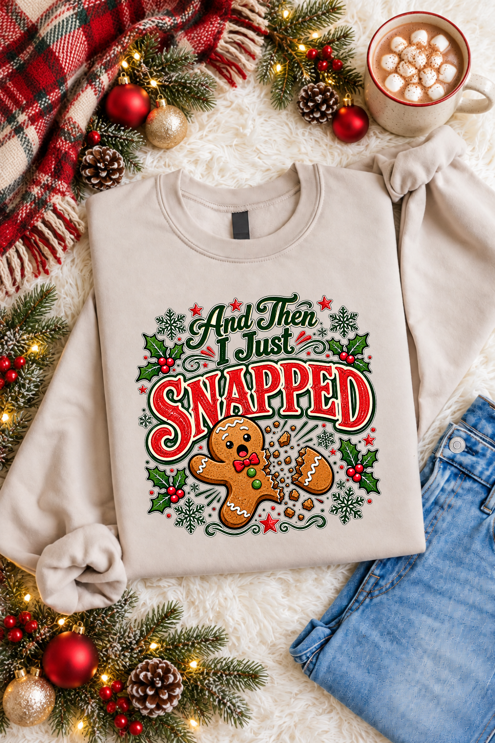 And Then I Just Snapped gingerbread sweatshirt in Sand