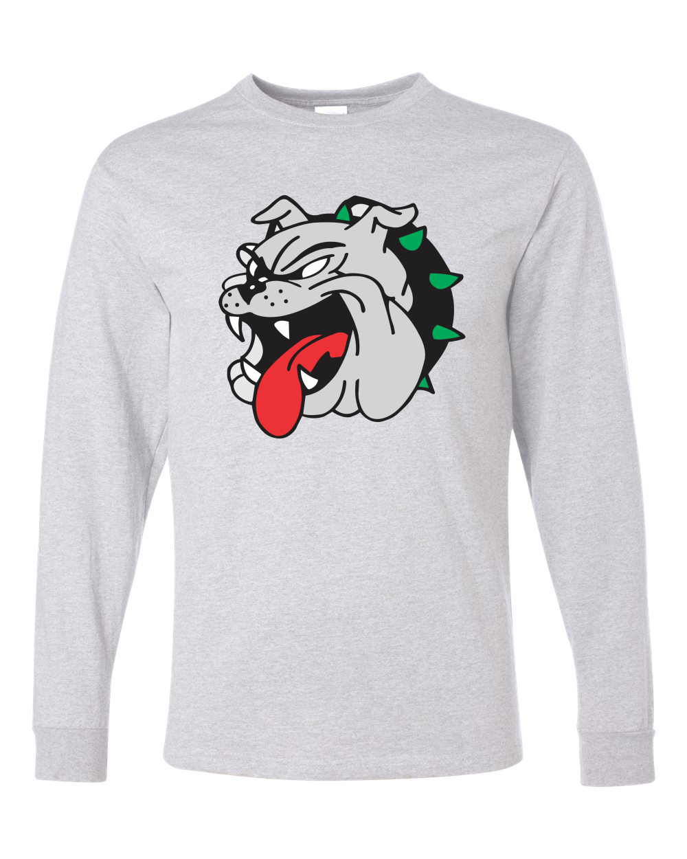 Bulldog Face Crewneck Long Sleeve Tee Shirt