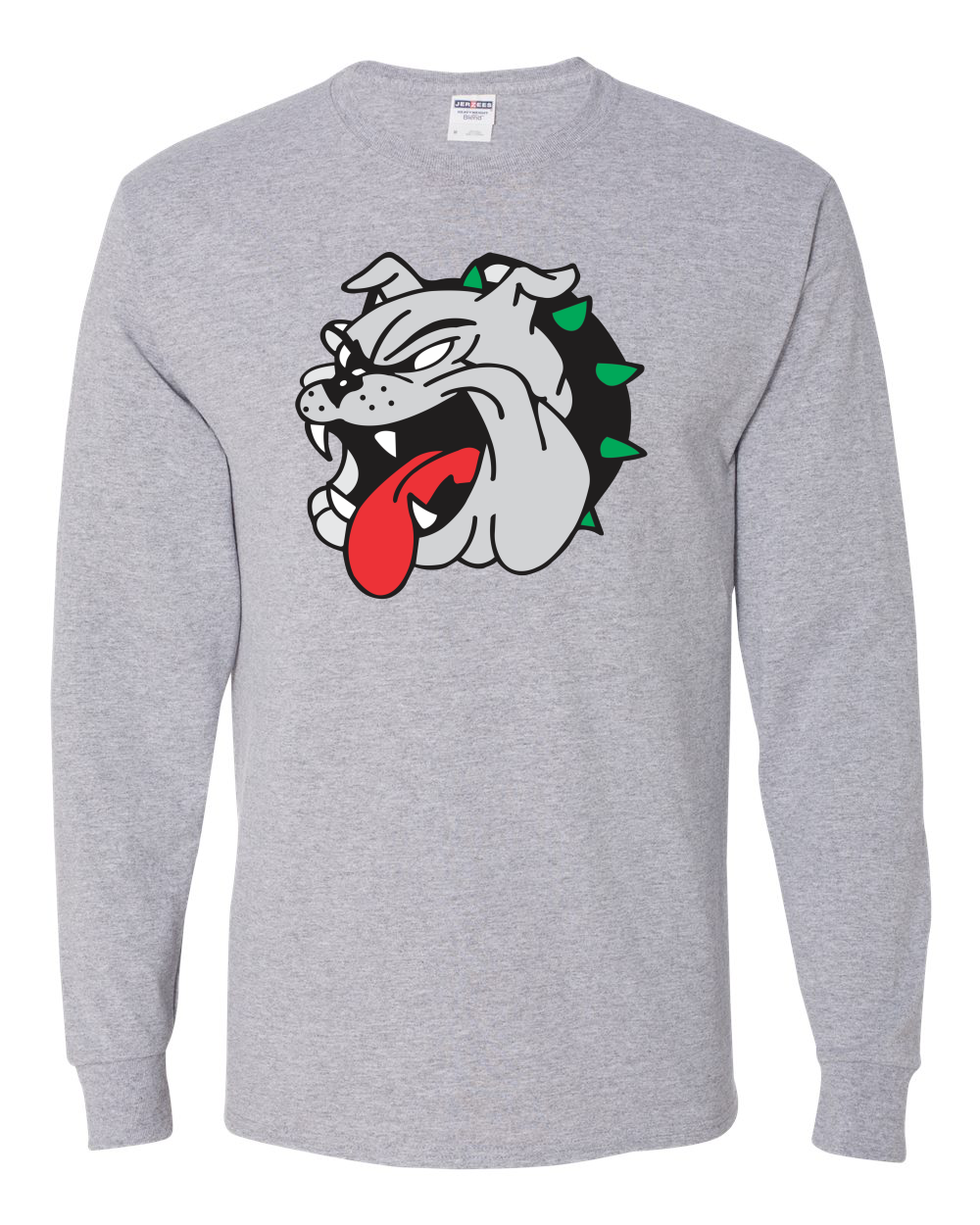 Bulldog Face Crewneck Long Sleeve Tee Shirt