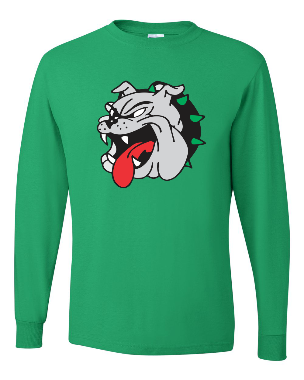 Bulldog Face Crewneck Long Sleeve Tee Shirt