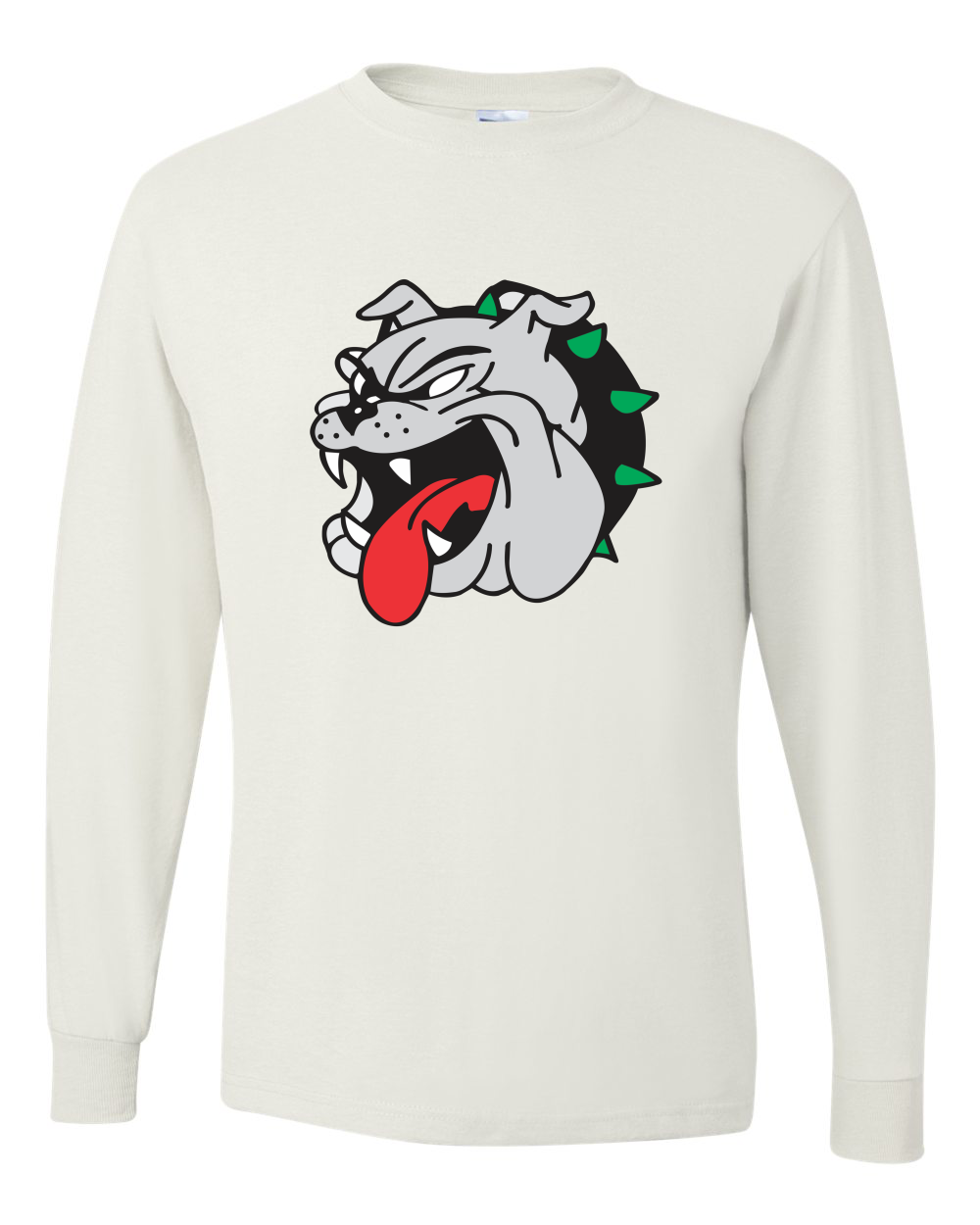Bulldog Face Crewneck Long Sleeve Tee Shirt