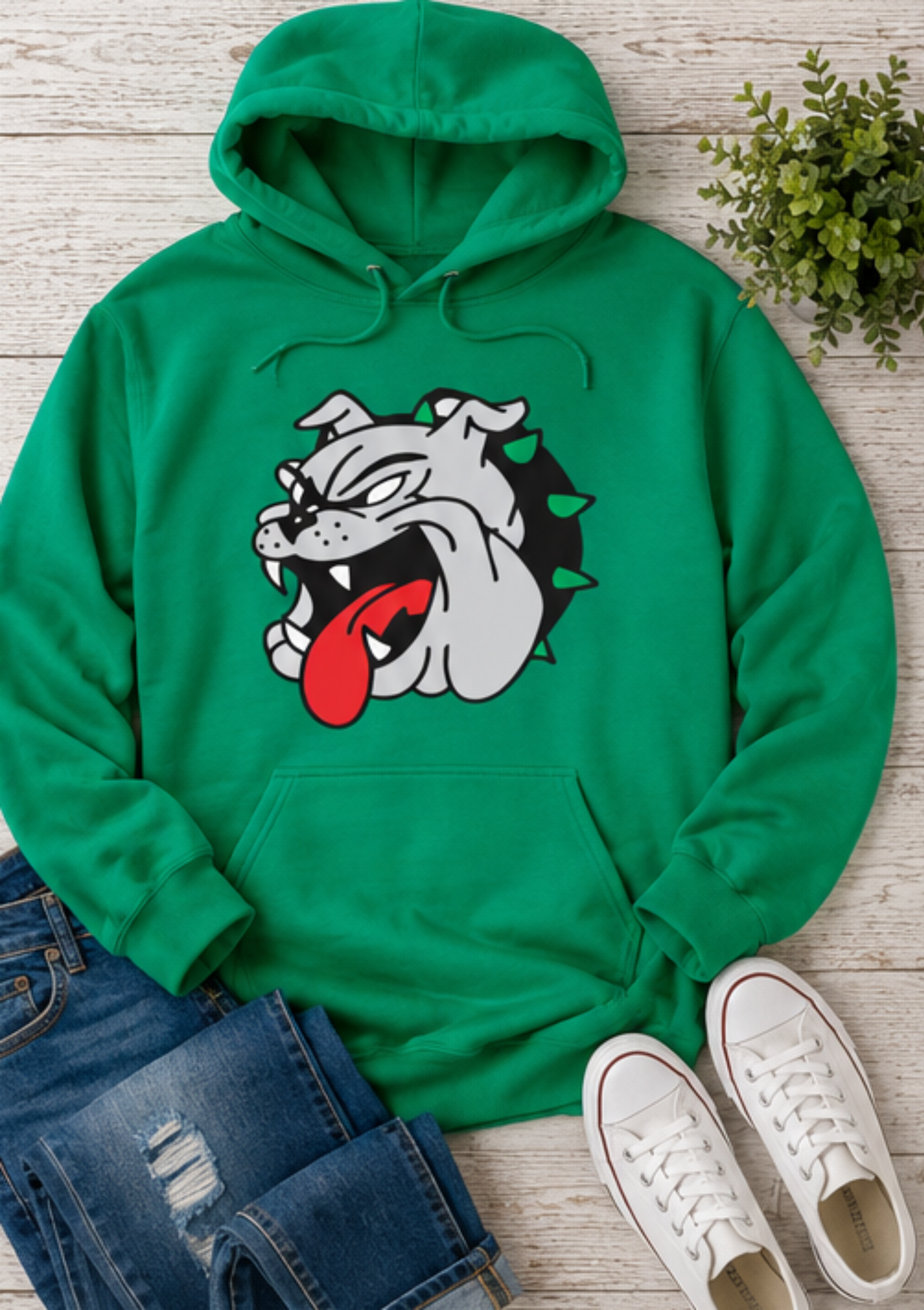 Bulldog Face Graphic Hoodie