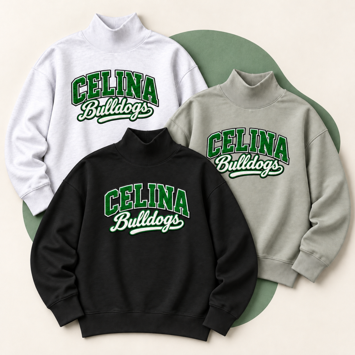Celina Bulldogs Graphic Print Mock Neck Sweatshirt