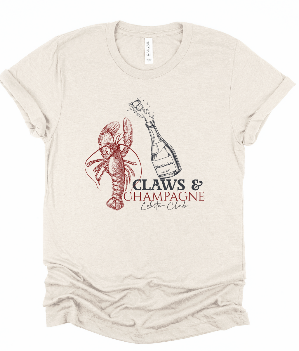 Claws & Champagne Lobster Club Bella Canvas Graphic Tee