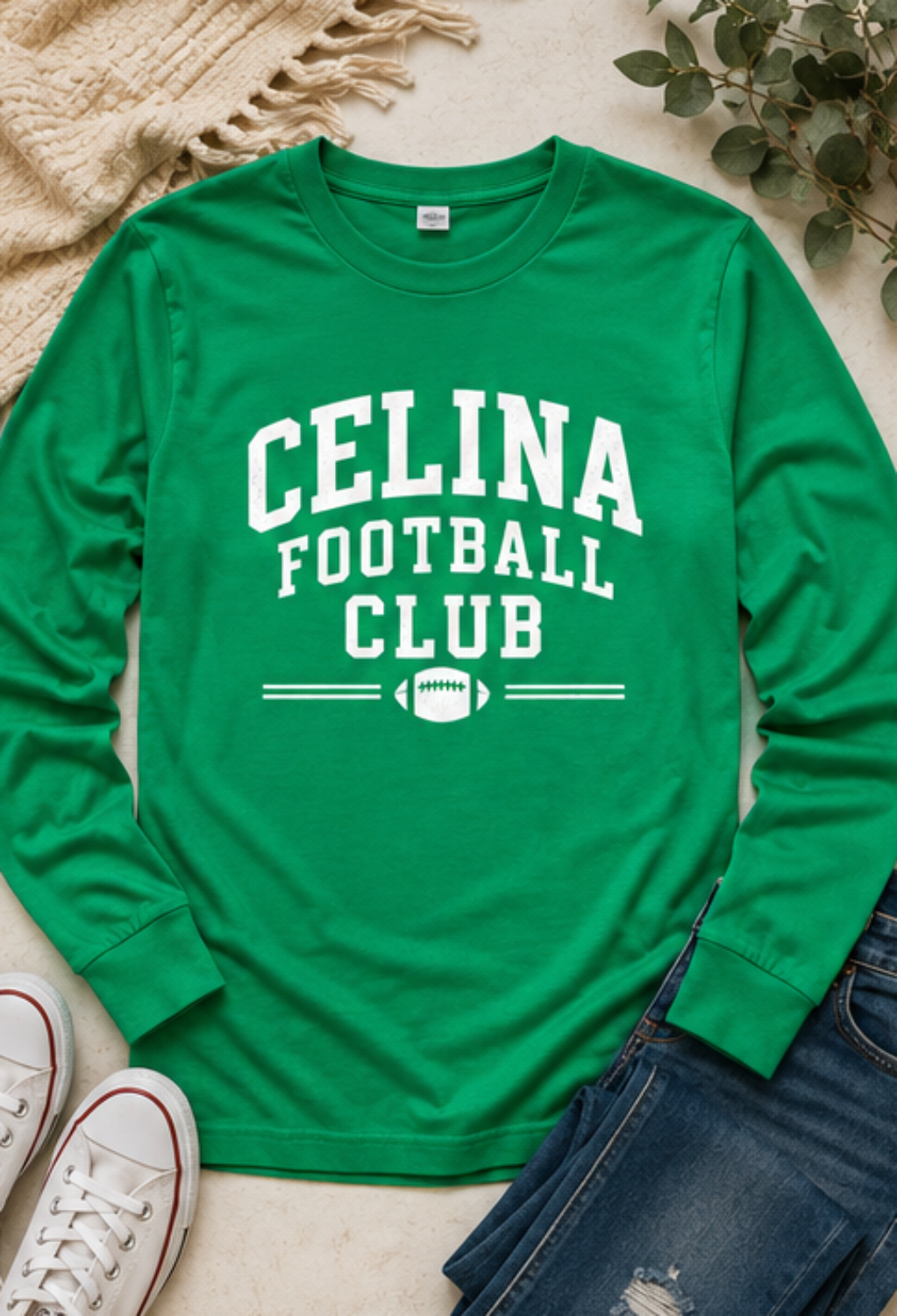 Celina Football Club Crewneck Long Sleeve Tee Shirt