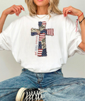 God Bless America Cross Patchwork Bella Canvas Graphic Tee