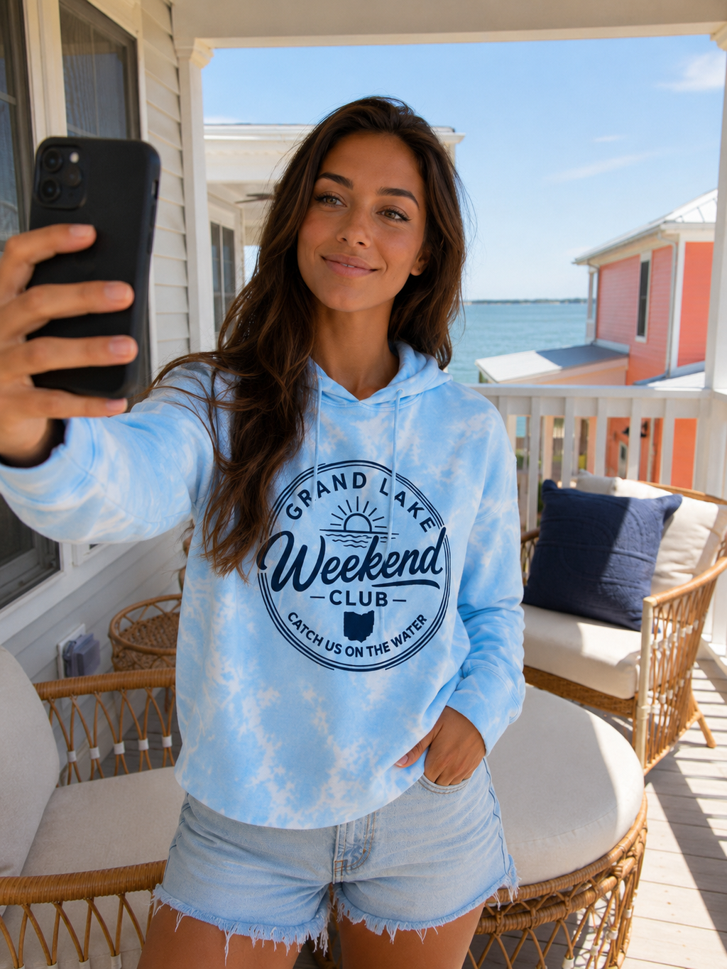 Grand Lake Weekend Club Cropped Tie Dye Hoodie