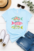 Preppy Summer Coastal Fish Graphic Tee