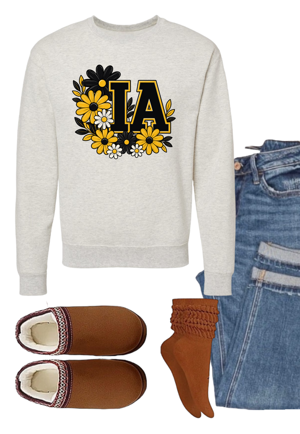 IA Floral Iowa Graphic Crewneck Sweatshirt