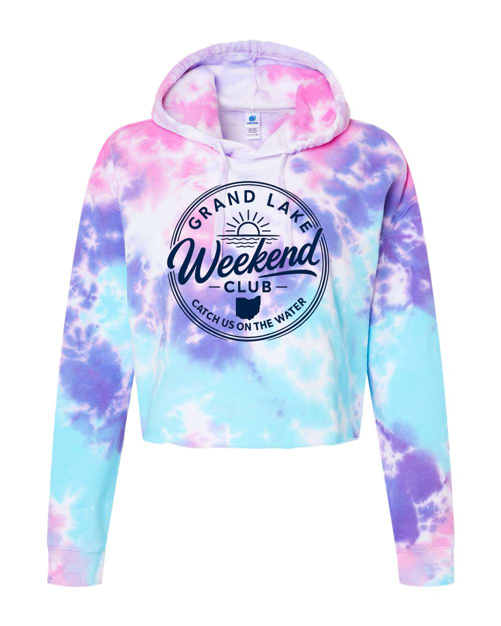 Grand Lake Weekend Club Cropped Tie Dye Hoodie